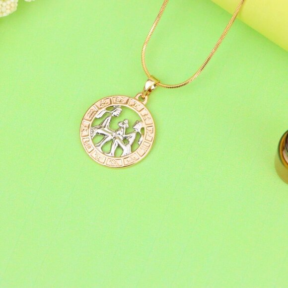 "Rose Gold Gemini Zodiac Pendant with Twin Motif and Symbol Circle, XPPT1447 - Picture 13 of 13